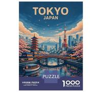1000 Piece Jigsaw Puzzles for Teenagers Tokyo Cityscape with Mount Fuji And Cherry Blossoms Adult Jigsaw Puzzle Toy Wall Decor Wall Art Unique Birthday And Gifts 38x26cm/1000pcs