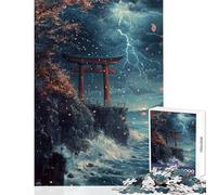 1000 Piece Jigsaw Puzzles for Teenagers Torii by The Stormy Sea Happy Shared Home Activity Thoughtful Festive Present Choice (38x52cm)