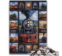 1000 Piece Jigsaw Puzzles for Teenagers Train Collage Adult Jigsaw,Family Activity Fun at Home Activities, Birthday Present,Travel Gifts (38x26cm)