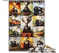 1000 Piece Jigsaw Puzzles for Teenagers Train Collage, Suitable for Ages 14 And Up Home Decor Deal As Gifts for The Whole Family (size 26x38cm)