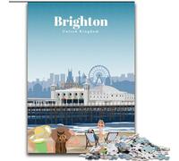 1000 Piece Jigsaw Puzzles for Teenagers Travel to Brighton, Stress Reliever Difficult Challenge Secret Santa Gifts for Age 14 Years Up 26x38cm