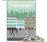1000 Piece Jigsaw Puzzles for Teenagers Travel to Copenhagen, Decompressing Intellectual Educational Toy Birthday Present, Gifts, Wall Art 75x100cm