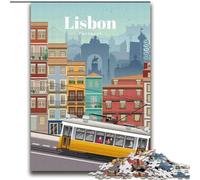 1000 Piece Jigsaw Puzzles for Teenagers Travel to Lisbon, Stress Reliever Difficult Challenge Secret Santa Gifts for Age 14 Years Up 75x100cm
