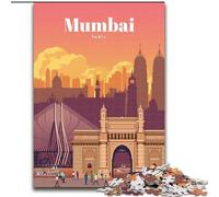 1000 Piece Jigsaw Puzzles for Teenagers Travel to Mumbai, Stress Reliever Difficult Challenge Secret Santa Gifts for Age 14 Years Up 26x38cm