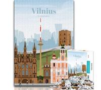 1000 Piece Jigsaw Puzzles for Teenagers Travel to Vilnius, Stress Reliever Difficult Challenge,Birthday Gifts for And Age 14 38x26cm