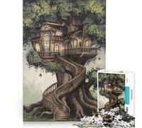 1000 Piece Jigsaw Puzzles for Teenagers Treehouse Nestled within The Branches, Toy Wall Decor, Train Your Brain And Hands, Great Gift for Gaming 38x26cm