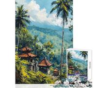 1000 Piece Jigsaw Puzzles for Teenagers Tropical Landscape with Temples Painting Hands-on Game Birthday Present Toy Wall Decor Unique Gifts for Birthday And Christmas (38X26CM)