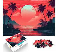 1000 Piece Jigsaw Puzzles for teenagers Tropical Red Sunset Skies Mustermontage Die Liebe zwischen Paaren stärken38x26cm
