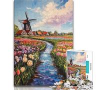 1000 Piece Jigsaw Puzzles for Teenagers Tulip Farm Oil Painting Adult Puzzles,Stress Reliever Staycation Kill Time Wishlist with Santa Claus (size 38x26cm)