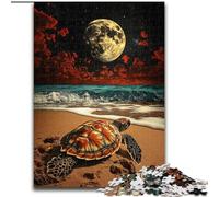 1000 Piece Jigsaw Puzzles for Teenagers Turtle on The Beach, Challenging Game And Family Play with Fully Interlocking Randomly Shaped Pieces (Size 50x75cm)