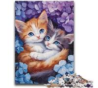 1000 Piece Jigsaw Puzzles for Teenagers Two Cats Snuggling Together Staycation Kill Time with Fully Interlocking Randomly Shaped Pieces 50x75cm