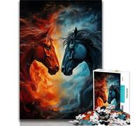 1000 Piece Jigsaw Puzzles for Teenagers Two Fire Horses 1000 Piece Jigsaw,Family Activity Fun at Home Activities, Birthday Present,Travel Gifts (size 38x26cm)