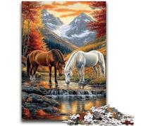 1000 Piece Jigsaw Puzzles for Teenagers Two Horses Adult Jigsaw,Family Activity Fun at Home Activities, Birthday Present,Travel Gifts (38x26cm)