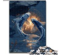 1000 Piece Jigsaw Puzzles for Teenagers Two Koi Fish, Help The Brain Exercise Addictive Toys to Cultivate Patience Perfect Decoration 50x75cm