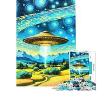 1000 Piece Jigsaw Puzzles for Teenagers UFO Over Rural Landscape Jigsaw for Adults Relaxing Games Precision Cutting for Birthday, Chrismas (Size 38x26cm)