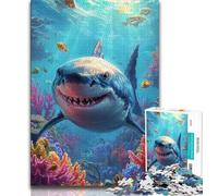 1000 Piece Jigsaw Puzzles for Teenagers Undersea Shark,Challenging Game Toys for Is Ideal As A Gift for The Whole Family 38x26cm