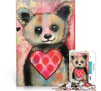 1000 Piece Jigsaw Puzzles for teenagers Valentine Panda Bear with Heart Analyse und Logik Geschenk zum Geburtstag75x50cm