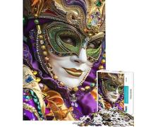 1000 Piece Jigsaw Puzzles for Teenagers Venetian Mask Close-Up Jigsaw Puzzle Fun Games Perfect Decoration Deal As Gifts for The Whole Family (Size 38x26cm)
