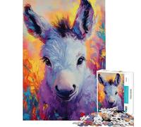 1000 Piece Jigsaw Puzzles for Teenagers Vibrant Donkey Portrait Jigsaw 1000 Pieces Brain Teaser Game Gifts Ideas Hand Speed Race (Size 38x26cm)