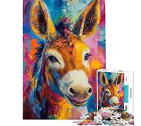 1000 Piece Jigsaw Puzzles for Teenagers Vibrant Donkey Portrait Jigsaw 1000 Pieces Practical Game Gifts for Women Men Precision Cutting (Size 38x52cm)