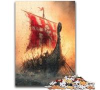 1000 Piece Jigsaw Puzzles for Teenagers Viking Drakkar Boat Puzzles,Educational Games Home Decoration Birthday Present, Gifts, Wall Art (38x26cm)