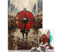 1000 Piece Jigsaw Puzzles for Teenagers Viking Knight Shield 1000 Pieces for Teenagers,Staycation Kill Time with Matching Poster And Trivia Sheet (size 38x26cm)