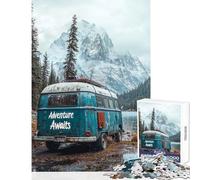 1000 Piece Jigsaw Puzzles for Teenagers Vintage Camper Van by Mountain Lake Practical Game Birthday Present Home Decoration Toys Train Your Brain And Hands (50X75cm)
