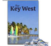 1000 Piece Jigsaw Puzzles for Teenagers Visit Key West, Stress Reliever Difficult Challenge Secret Santa Gifts for Age 14 Years Up 26x38cm