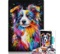 1000 Piece Jigsaw Puzzles for Teenagers Watercolor Australian Shepherd,Family Game Stress Reliever Difficult Challenge Enhance Love between Couples (75x50cm)