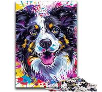 1000 Piece Jigsaw Puzzles for Teenagers Watercolor Border Collie Teenager Jigsaw,Birthday Present, Gifts, Wall Art for Age 14 Years Up (26x38cm)