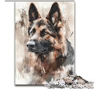 1000 Piece Jigsaw Puzzles for Teenagers Watercolor German Shepherd, for Age 14 Years And over Home Decor As A Gift for The Whole Family And Friends (size 26x38cm)