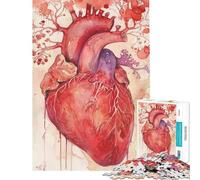 1000 Piece Jigsaw Puzzles for Teenagers Watercolor Human Heart Jigsaw Puzzle Fun Games Perfect Decoration Deal As Gifts for The Whole Family (Size 50x75cm)