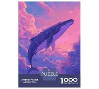 1000 Piece Jigsaw Puzzles for Teenagers Whale Flying on Sky Retro Adult Jigsaw Fun Games Perfect Decoration for Birthday, Chrismas 52x38cm/1000pcs