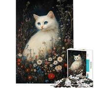 1000 Piece Jigsaw Puzzles for Teenagers Whiskered Serenity in Bloom Jigsaw 1000 Pieces Practical Game Gifts for Women Men Precision Cutting (Size 50x75cm)