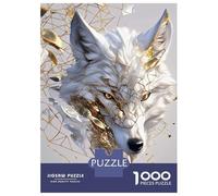 1000 Piece Jigsaw Puzzles for Teenagers White And Gold Wolf Portrait Jigsaw for Adults Hands-on Game Pattern Assembly for Birthday, Chrismas 38x26cm/1000pcs