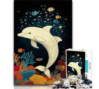1000 Piece Jigsaw Puzzles for Teenagers White Dolphin Adult Puzzles,Stress Reliever Staycation Kill Time Wishlist with Santa Claus (size 75x50cm)