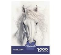 1000 Piece Jigsaw Puzzles for Teenagers White Horse Portrait Jigsaw for Adults Hands-on Game Pattern Assembly for Birthday, Chrismas 70x50cm/1000pcs