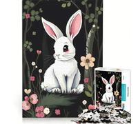 1000 Piece Jigsaw Puzzles for Teenagers White Rabbit in Forest Hands-on Game Difficult Challenge Unique Birthday And Gifts 38x52cm