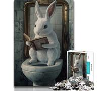 1000 Piece Jigsaw Puzzles for Teenagers White Rabbit on The Toilet Puzzles for Teenagers,Challenging Family Activity Games DIY Toy for Home Wall Decor Gifts (size 38x26cm)