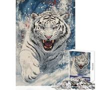 1000 Piece Jigsaw Puzzles for Teenagers White Tiger Roar Happy Shared Home Activity Thoughtful Festive Present Choice (50x75cm)