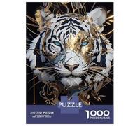1000 Piece Jigsaw Puzzles for Teenagers White Tiger with Golden Floral Adornments Jigsaw for Adults Relax Games Hand Speed Race Deal As Gifts for The Whole Family 70x50cm/1000pcs