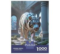 1000 Piece Jigsaw Puzzles for Teenagers White Tiger with Iridescent Markings Adult Jigsaw Puzzle DIY Toys For Family Fun for Birthday, Chrismas 52x38cm/1000pcs