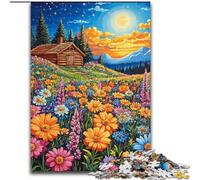 1000 Piece Jigsaw Puzzles for Teenagers Wild Flowers Under The Night Sky, for 14+ For Family Fun & Game Night Artists' Collection, Fine Arts (Size 50x75cm)