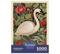 1000 Piece Jigsaw Puzzles for Teenagers William Morris Swan Floral Jigsaw for Adults Relax Games Hand Speed Race Deal As Gifts for The Whole Family 52x38cm/1000pcs