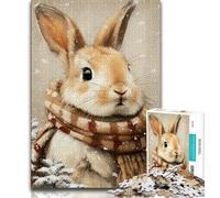 1000 Piece Jigsaw Puzzles for Teenagers Winter Rabbit, Brain Teaser Game,for Is Ideal As A Gift for The Whole Family for And 14 Years Old 38x26cm