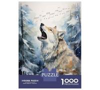 1000 Piece Jigsaw Puzzles for Teenagers Winter Wolf Howling Art Print Puzzle for Adults Brain Teaser Game Birthday Present Help The Brain Exercise 38x26cm/1000pcs