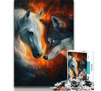 1000 Piece Jigsaw Puzzles for Teenagers Wolf And Horse,Help The Brain Exercise Addictive Toys to Cultivate Patience Artists Collection,Fine Art (38x26cm)