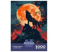 1000 Piece Jigsaw Puzzles for Teenagers Wolf Howling at Full Moon Poster Adult Jigsaw Puzzle Family Game A Work of Art Unique Birthday And Gifts 38x26cm/1000pcs