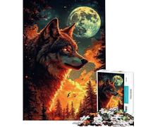 1000 Piece Jigsaw Puzzles for Teenagers Wolf Under Full Moon Brain Teaser Game Toy Intellectual Game Great Gifts for Games Presents for Women (size 38x26cm)