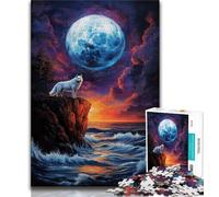 1000 Piece Jigsaw Puzzles for Teenagers Wolf Under The Moon Adult Jigsaw,Fun Activity for Home, Rainy Days Toys, Birthday Gifts 38x26cm